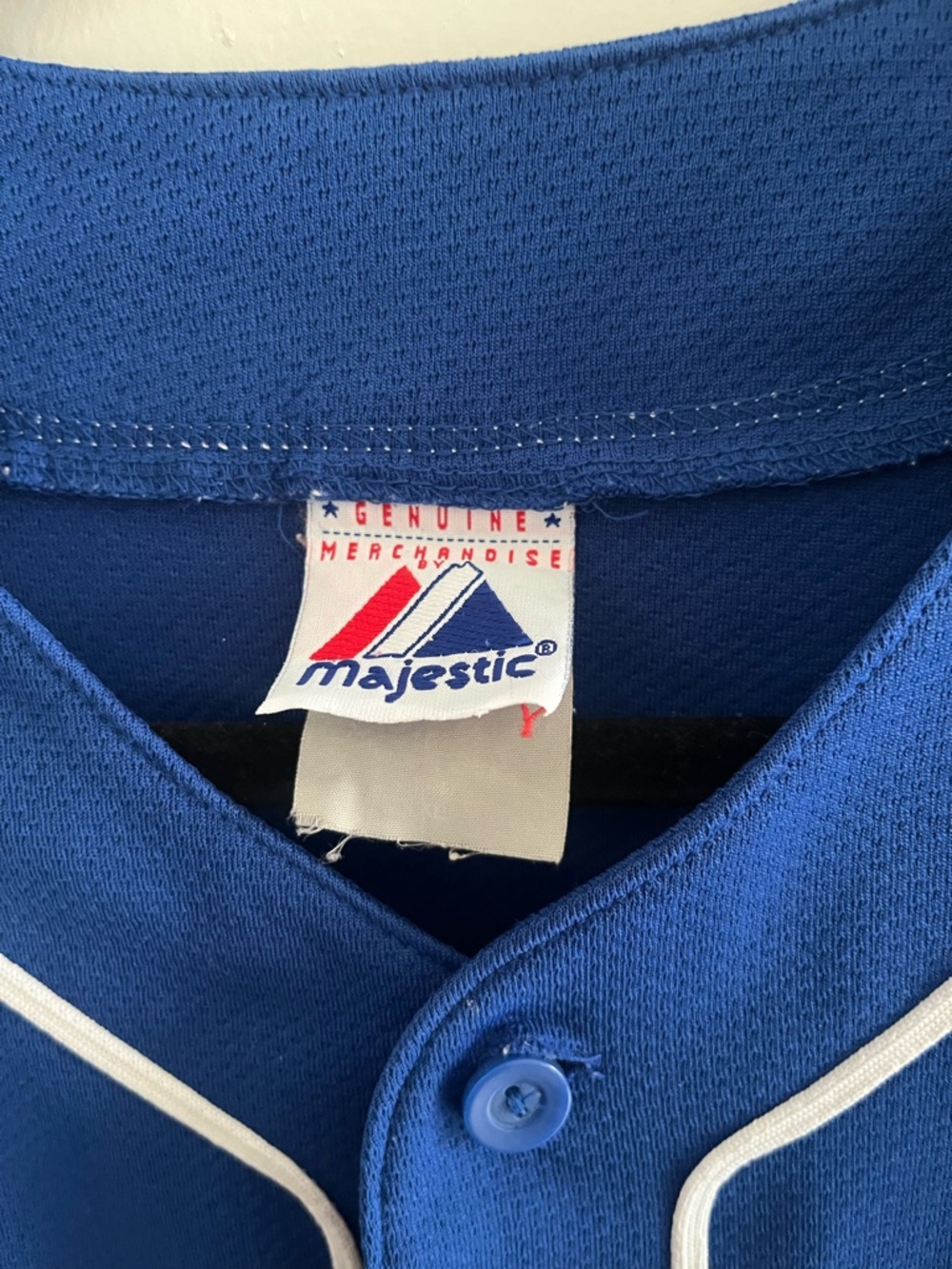 Dodgers Majestic Blue Baseball Button-Up Jersey with White Piping - Picture 3 of 5